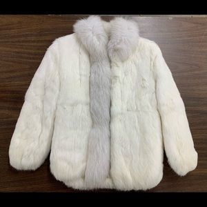 Vintage Princess Caravelle White Rabbit Fur Coat, Size 8